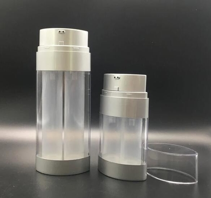 Double Wall Dual Chamber Two 2 nozzles Plastic Material Cosmetic pump Bottle for day and night cream serum 2*15ml 2*30ml