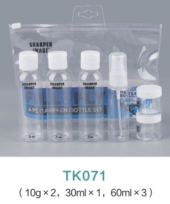 Hot Sale 6Pcs carry on Cosmetic Packaging Travel Bottle kit Screw Cap Spray Plastic Bottle