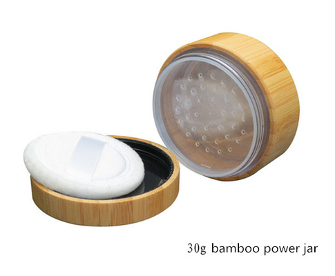 30cc 1 Unze leeren Bambus Kosmetik lose Kraft Siebflasche natürliche Bambusdeckel