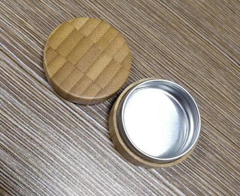 Öko-freundlicher Kosmetikbehälter 1 oz 30g Augenschatten Gesichts-Hand-Augencreme Zinn-Aluminium-Innenglas mit Bambus-Schale