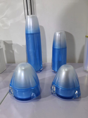 1 Unze 50g Creme Flasche 15ml 30ml 50ml Lotion Flasche Gradient blaue kosmetische Plastikflaschen und Gläser Familien-Set für Hautpflege